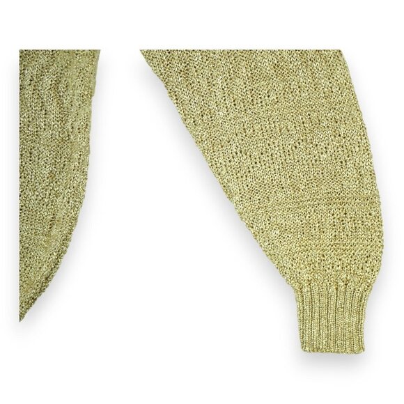 Vintage 90s Ralph Lauren Women's Gold Metallic Knit Crewneck Sweater Large - Picture 5 of 5